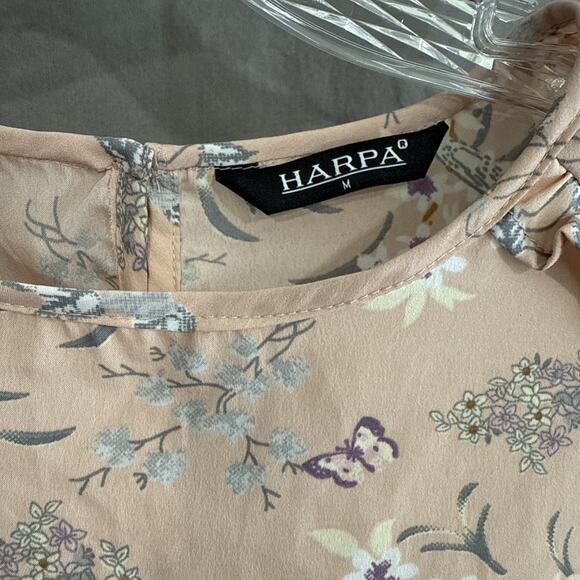 Harpa Peach Pink Floral Bell Sleeve‎ Blouse Boho Romantic Top Size Medium - Picture 6 of 12